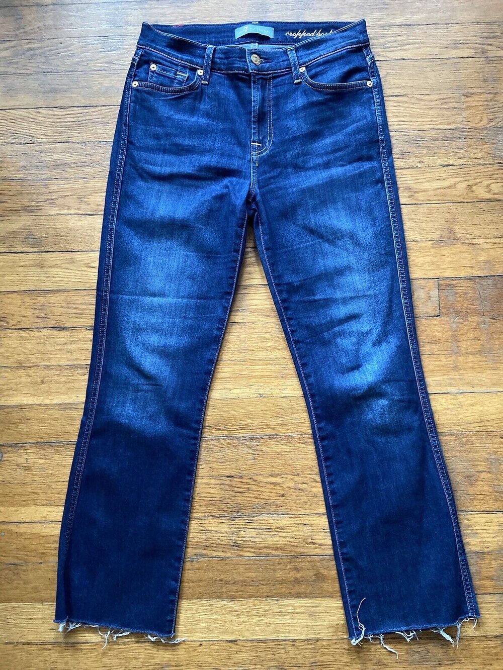 7 For All Mankind b(air) Denim Cropped Boot Jeans sz 27